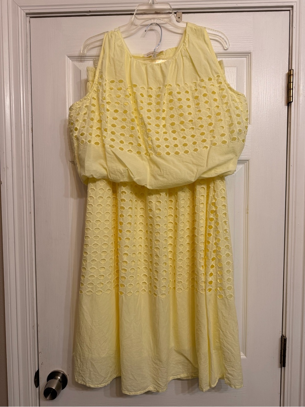 Eyelet Light Yellow Midi Skirt Set - Sz L - Picture 2 of 8